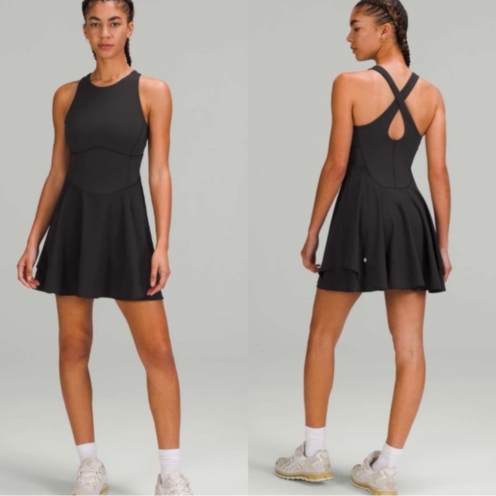 NWT LULULEMON Court Crush Short Lined Black Tennis Dress - Picture 1 of 8